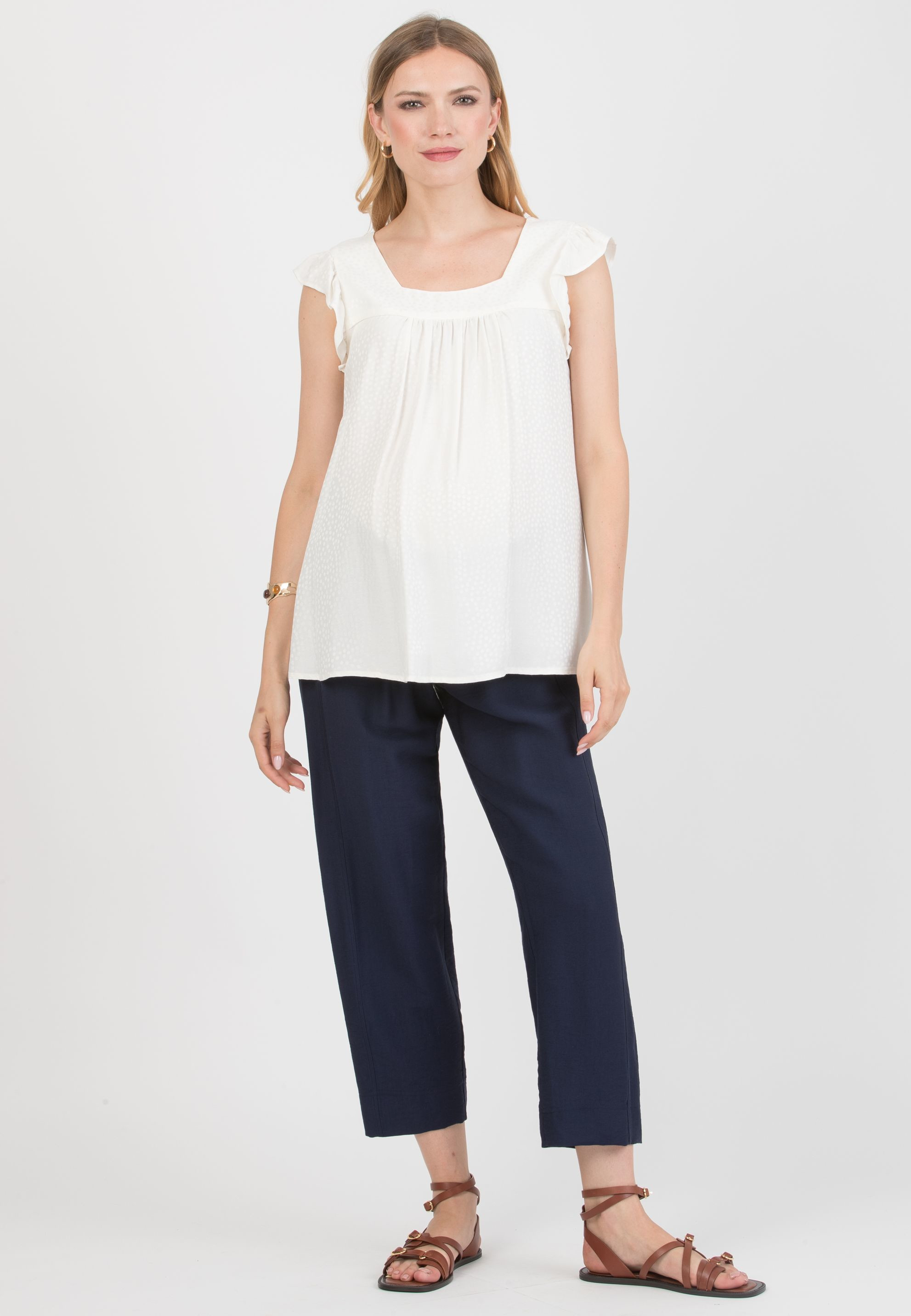 JADEN – Maternity Viscose Trousers with Elastic Waist (Blu)