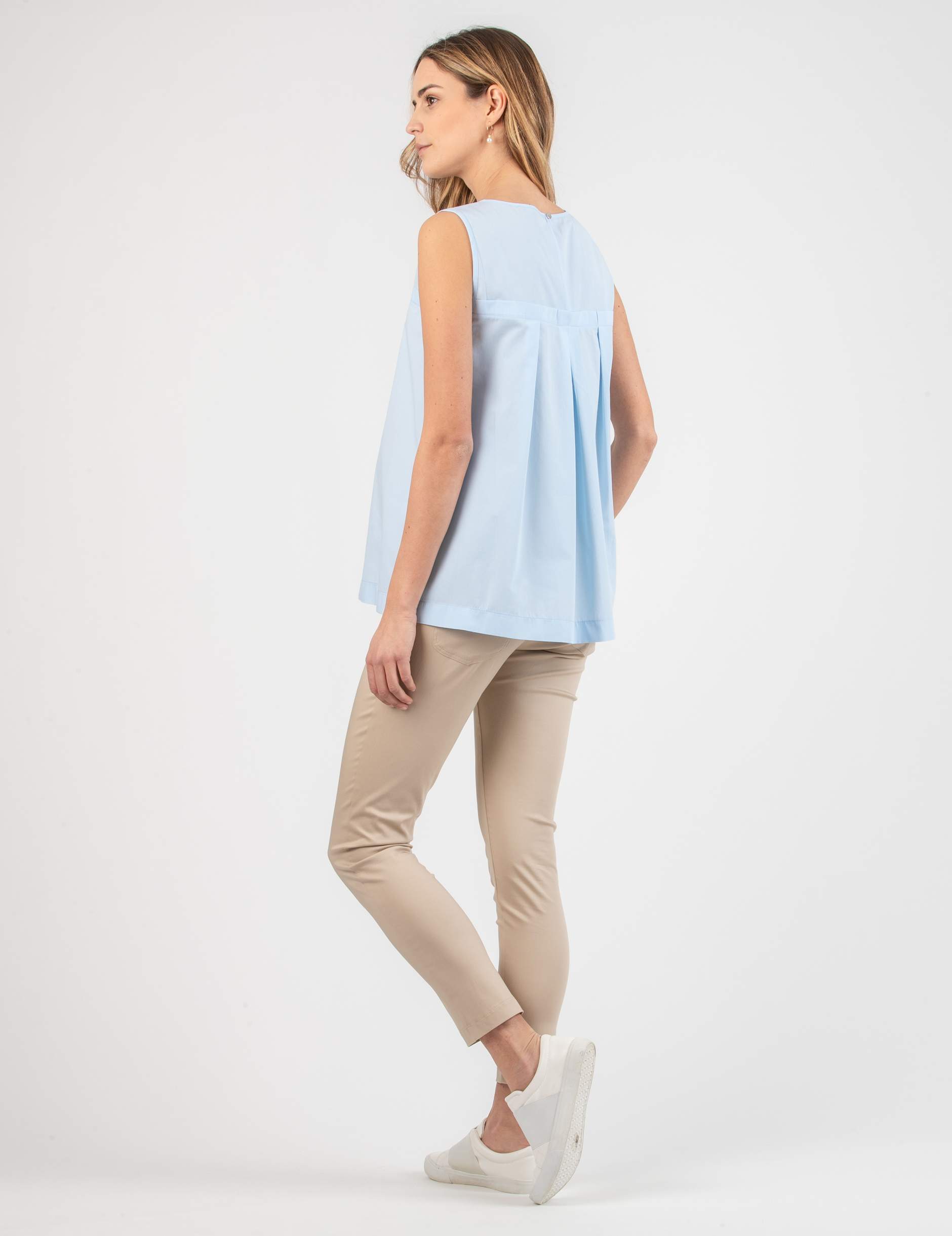 Camicetta Premaman con Pieghe sulla Schiena (Azzurro, XS)