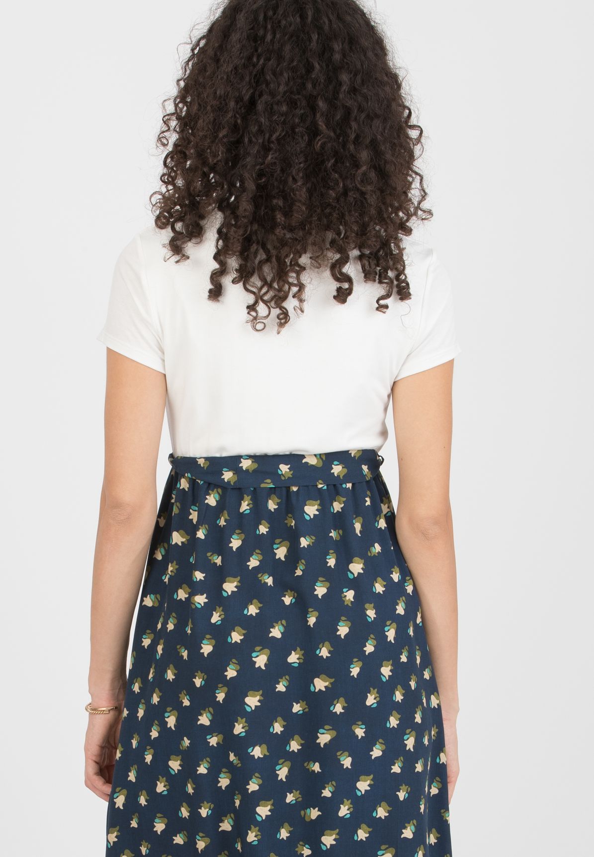 FEDERICA - Maternity Midi Dress with Crossed Neckline and Viscose Wrapped Skirt (Blu)