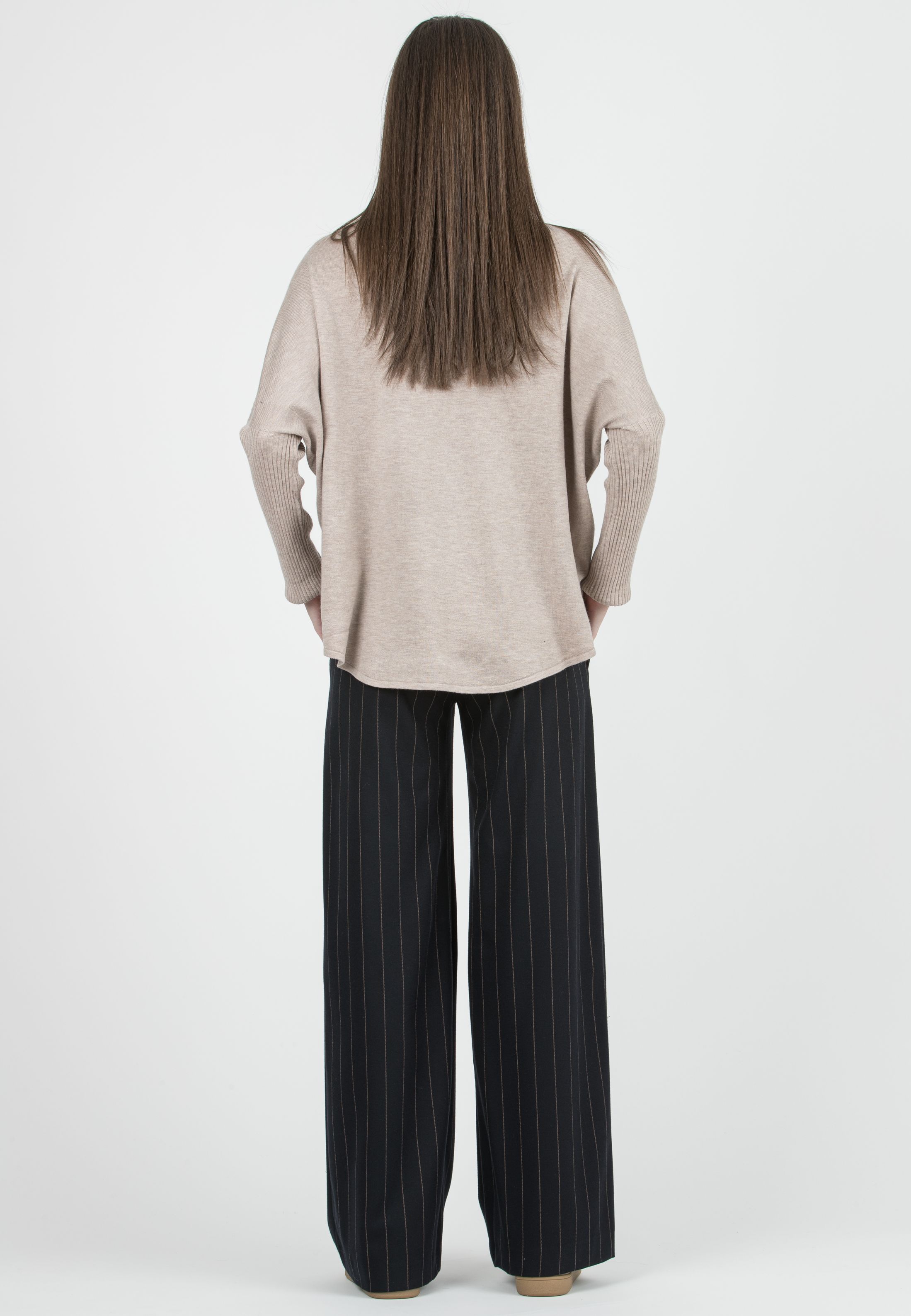 WINONA G - Maternity Pinstripe Palazzo Trousers (Blu)