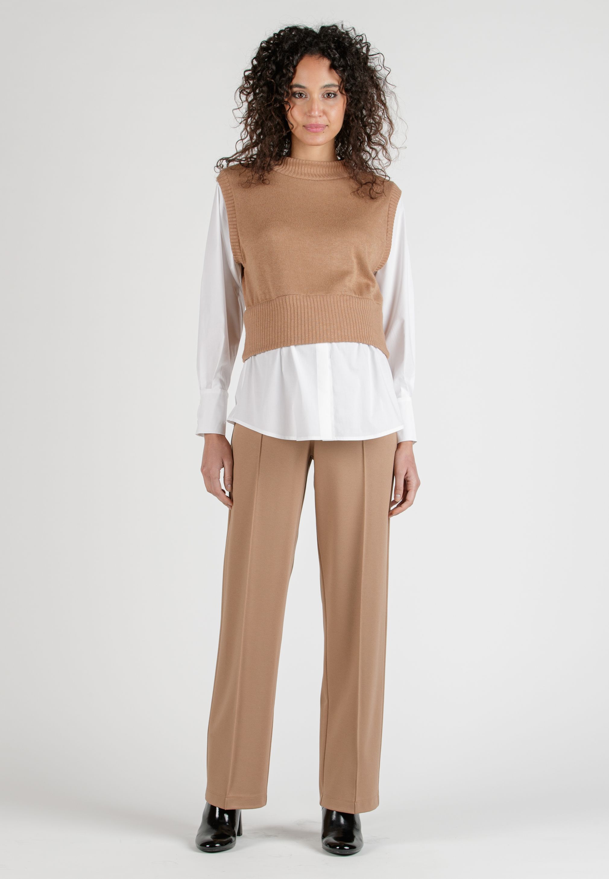 WINONA G - Palazzo Maternity Trousers in Stretch Gabardine (Camel, XS)