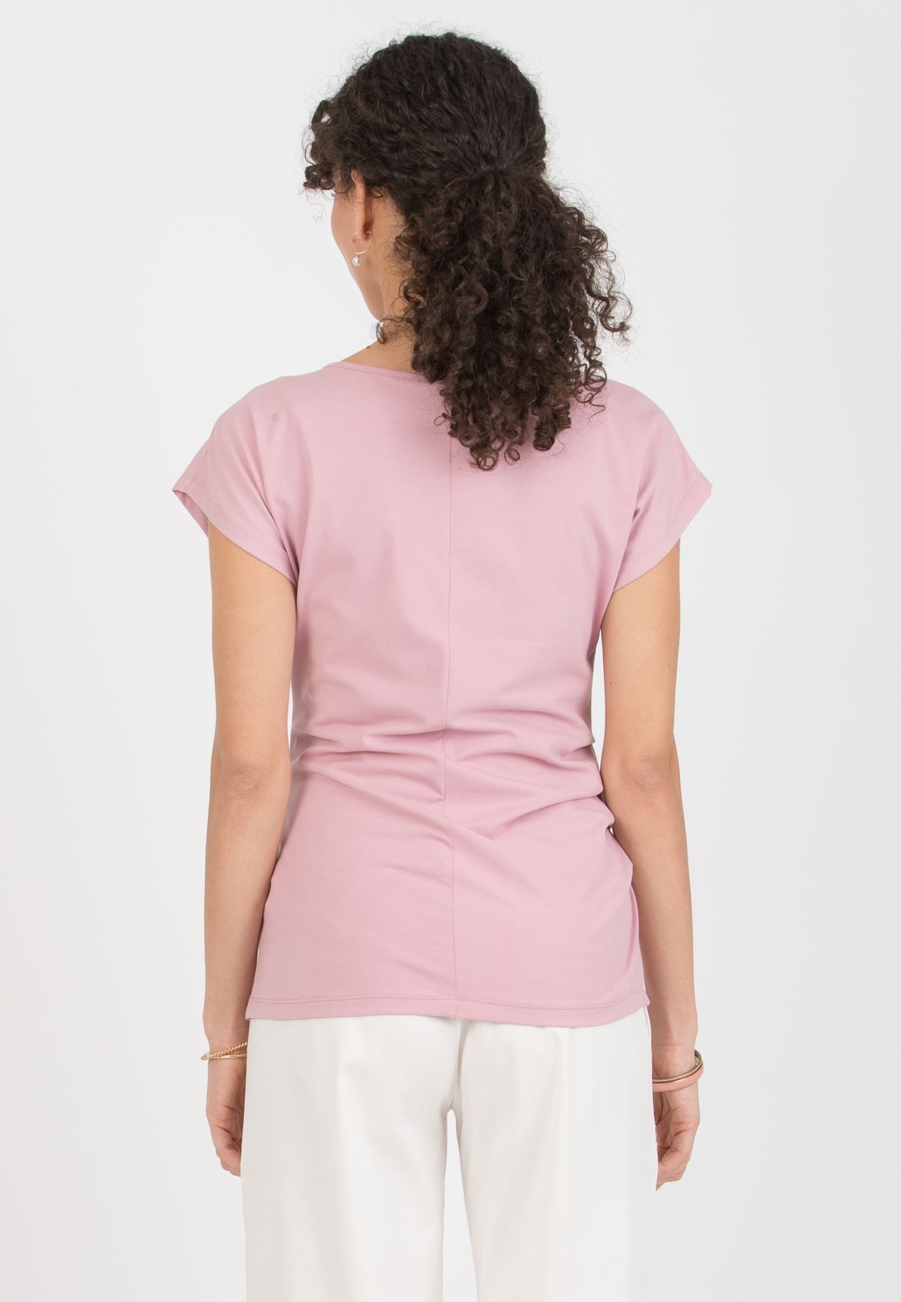 MARZIA – Maternity T-Shirt with Pleats on the Side (Rosa)