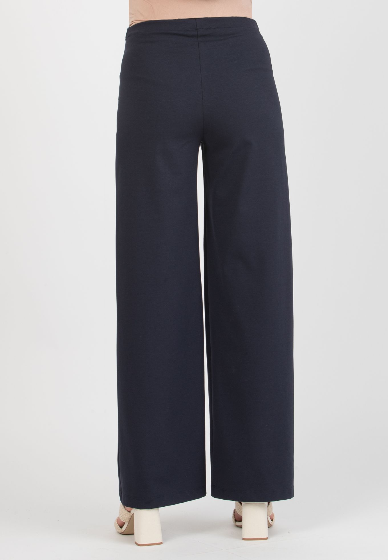 KIMBERLY - Palazzo Maternity Trousers in Summer Cotton Ponte Fabric (Blue, XS)