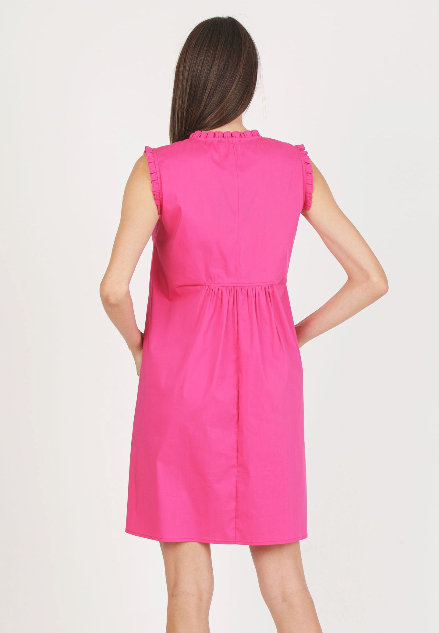 SOFIA - Abito Premaman in Cotone Stretch con Rouches (Ciclamino, XS)