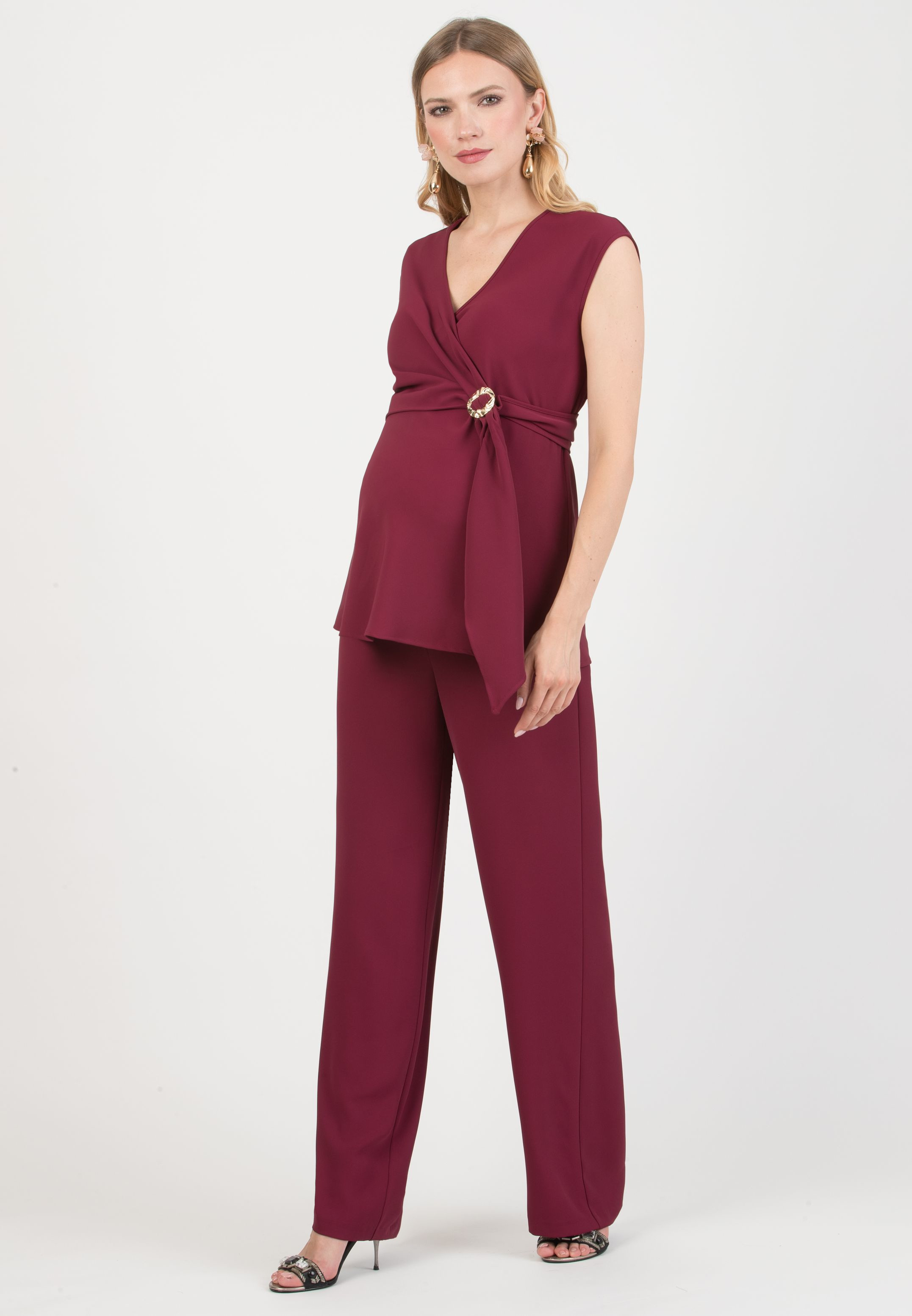 KIMBERLY – Maternity Palazzo Trousers in Cady (Bordeaux)