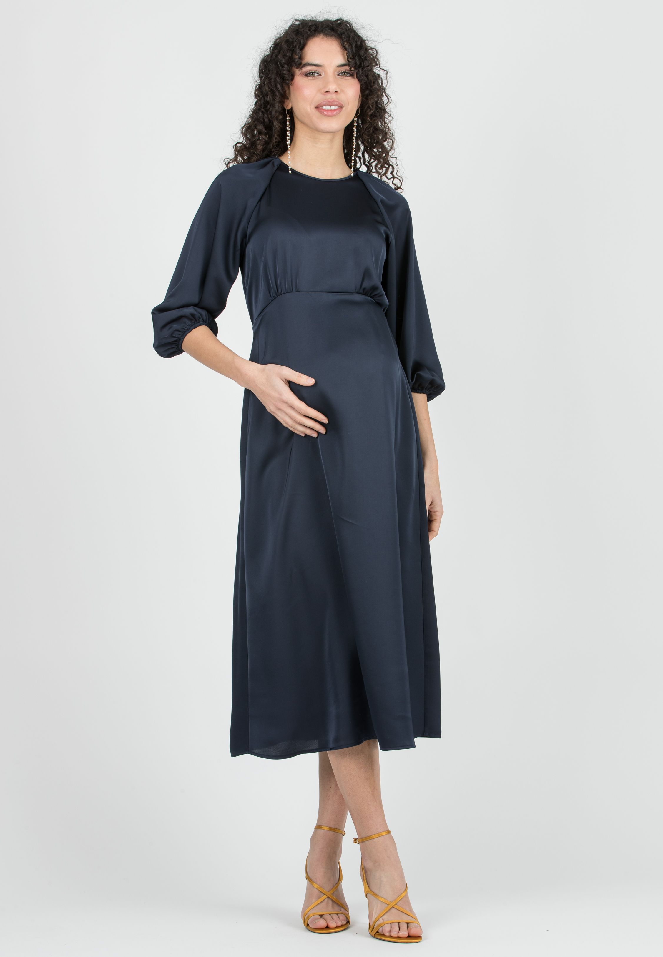 LESLIE - Abito Premaman Midi con Maniche Raglan (Blu Scuro)