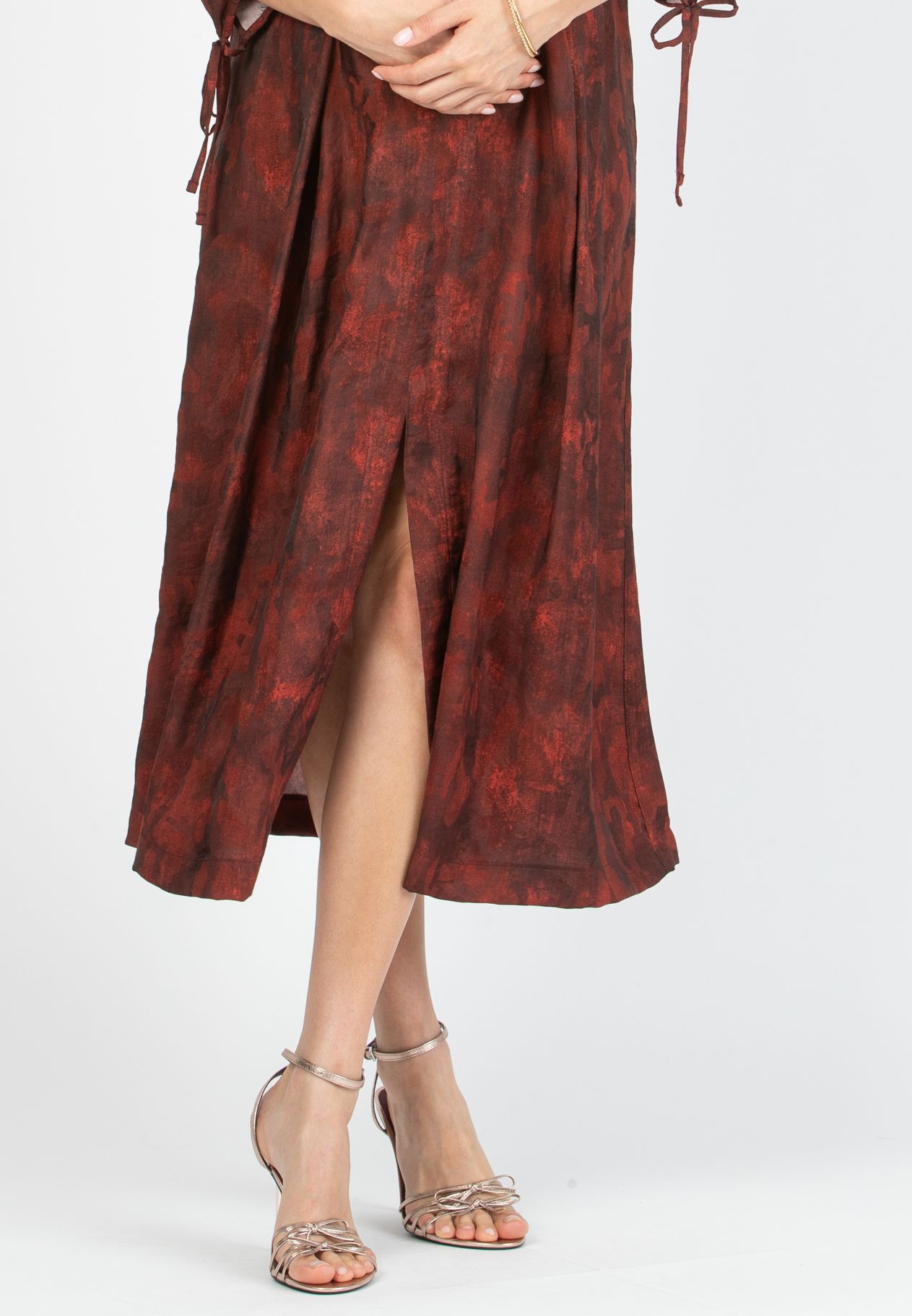 VIOLA - Maternity Kimono Dress in Viscose with Ties (Rosso India)
