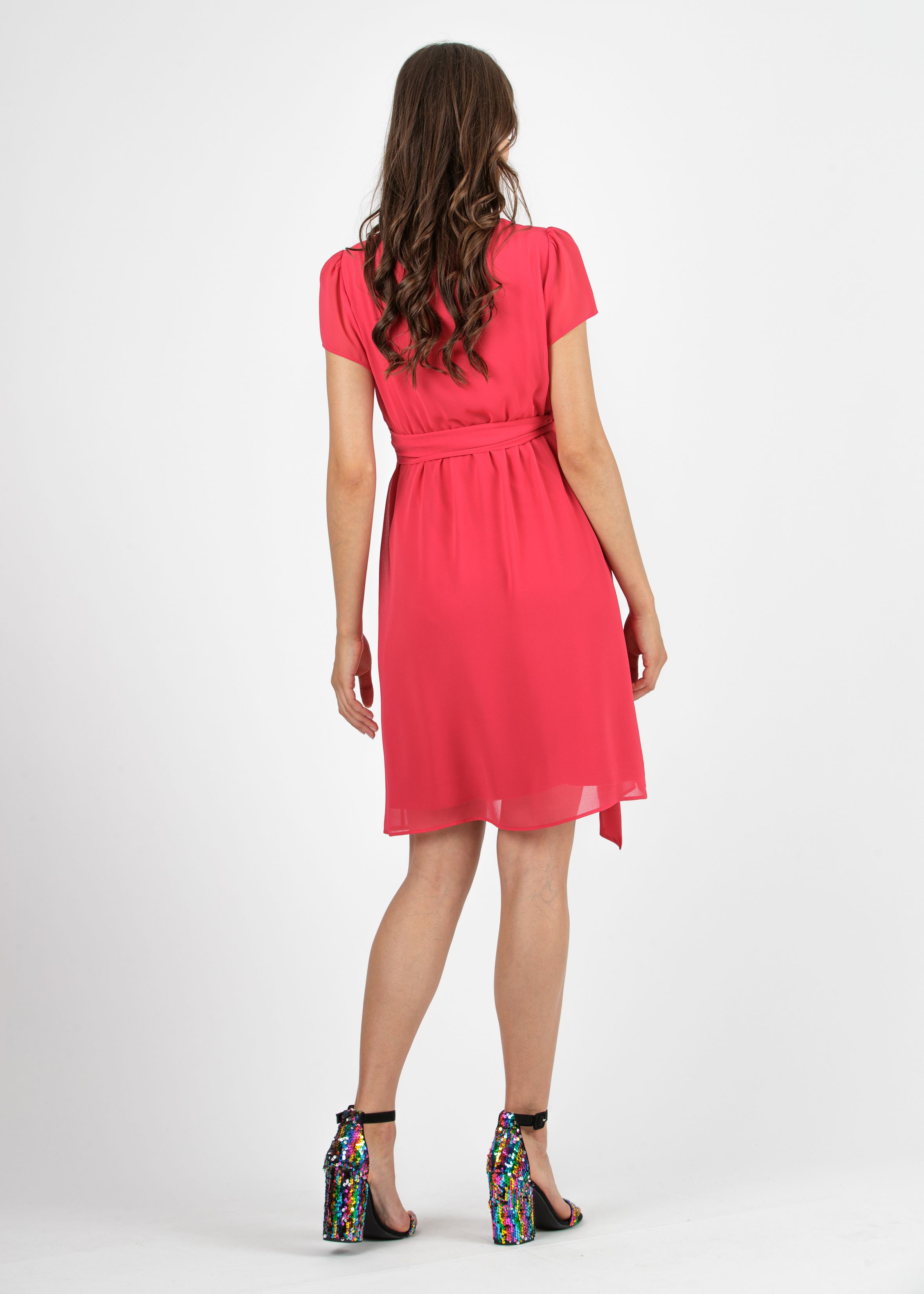 Abito Premaman & Allattamento in Georgette con Scollo Incrociato (Rosso, XS)