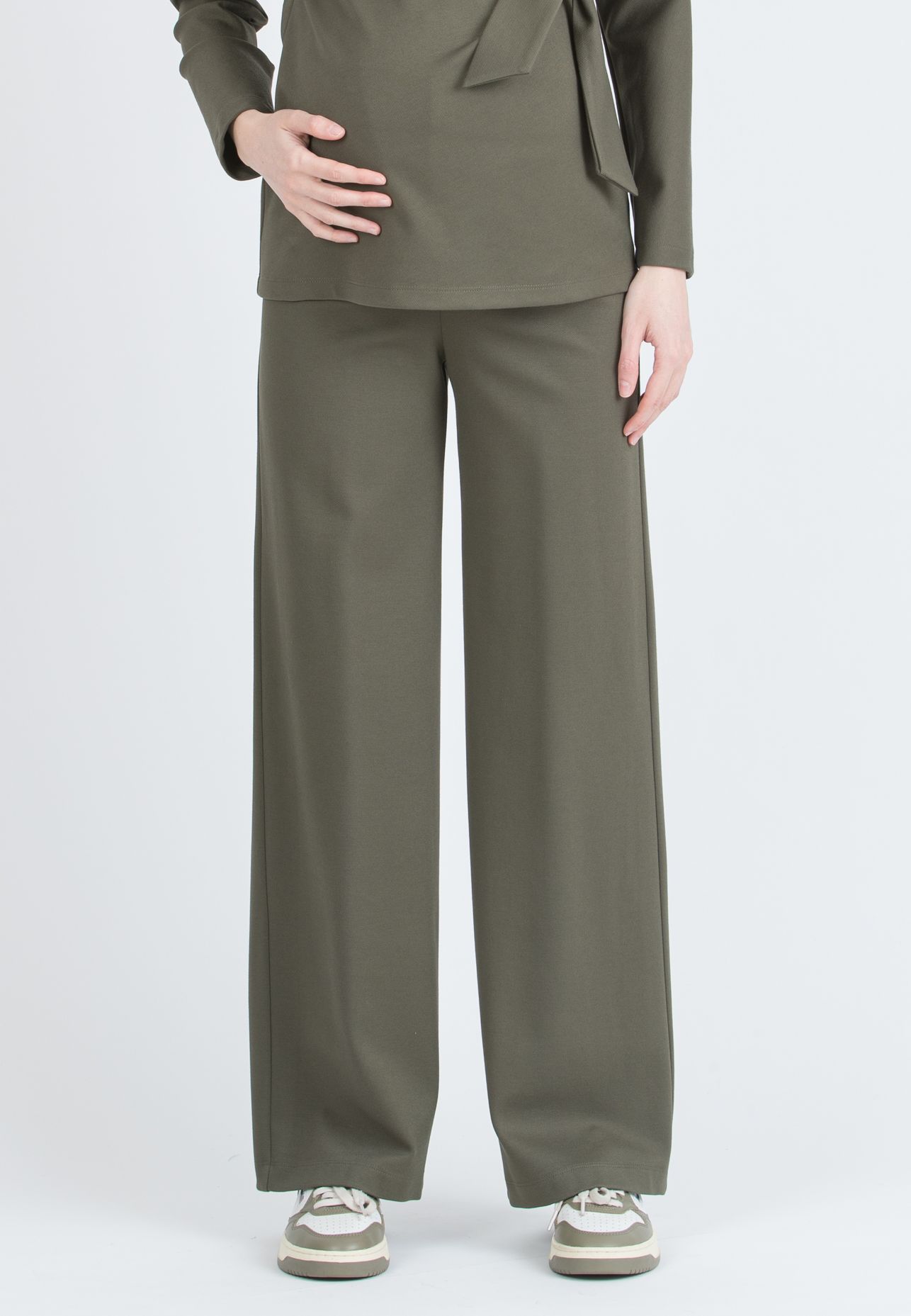KIMBERLY - Pantalone Premaman in Punto Milano Diagonale (Verde Militare)