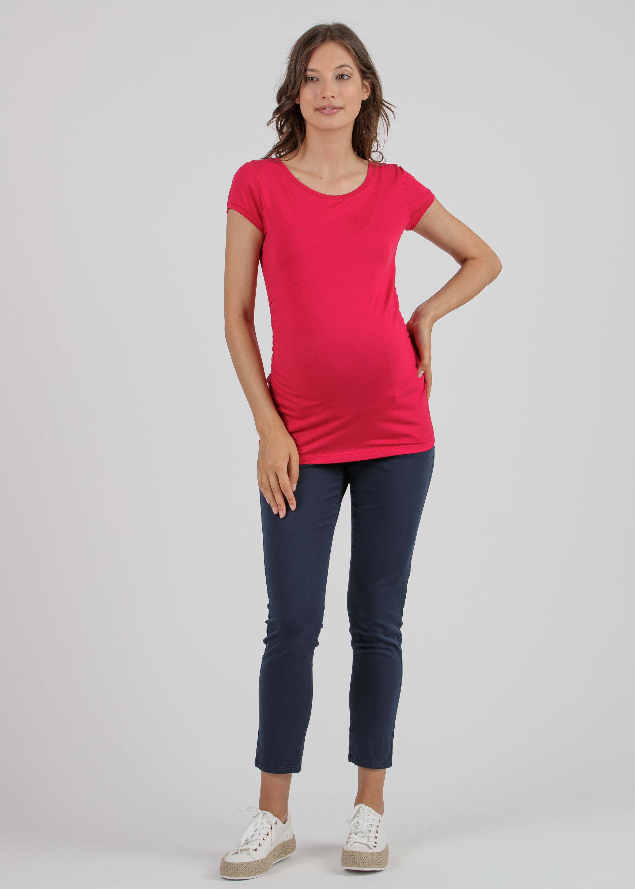 GIUDITTA - Maglietta Premaman con Fiocco sulla Schiena (Rosso, XS)