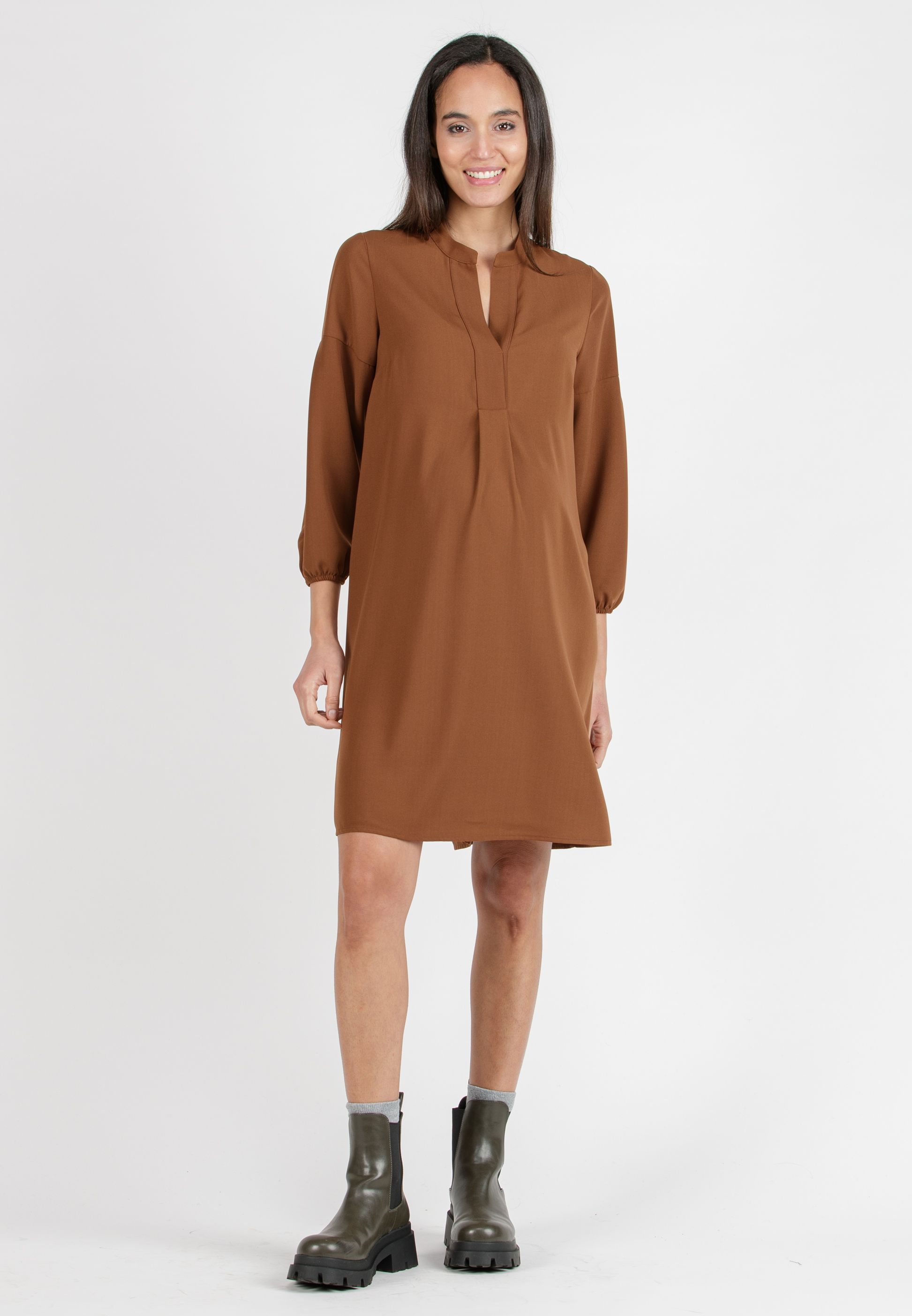 LISA - Maternity Dress with Central Pleat (Caramello, XS)