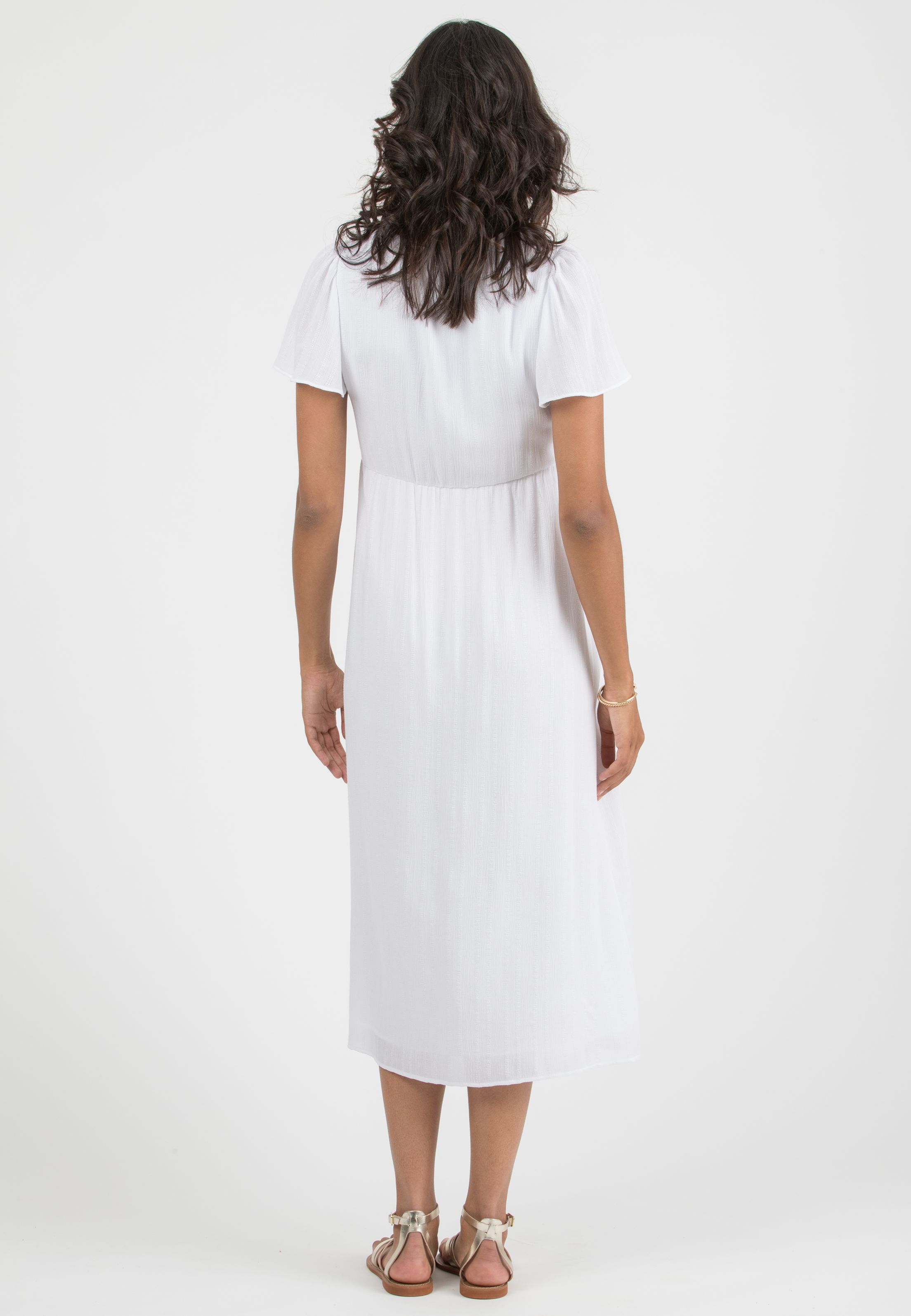 RAYA - Abito Premaman & Allattamento in Leggera Viscosa Ricamata (Bianco Ottico, XS)