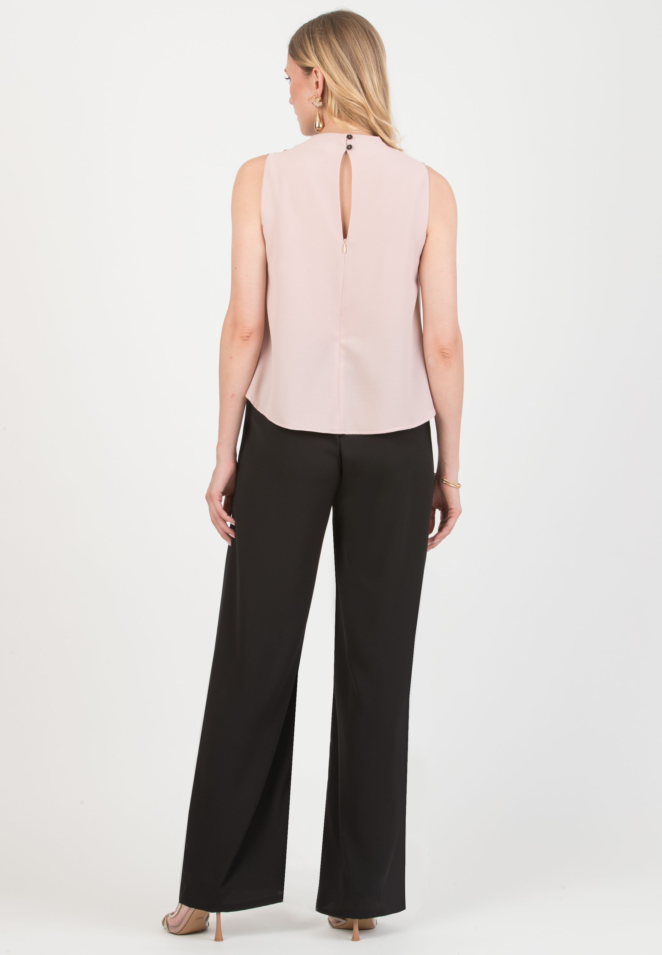 NATASHA – Maternity & Nursing Crepe Jumpsuit with Bow Detail (Cipria)