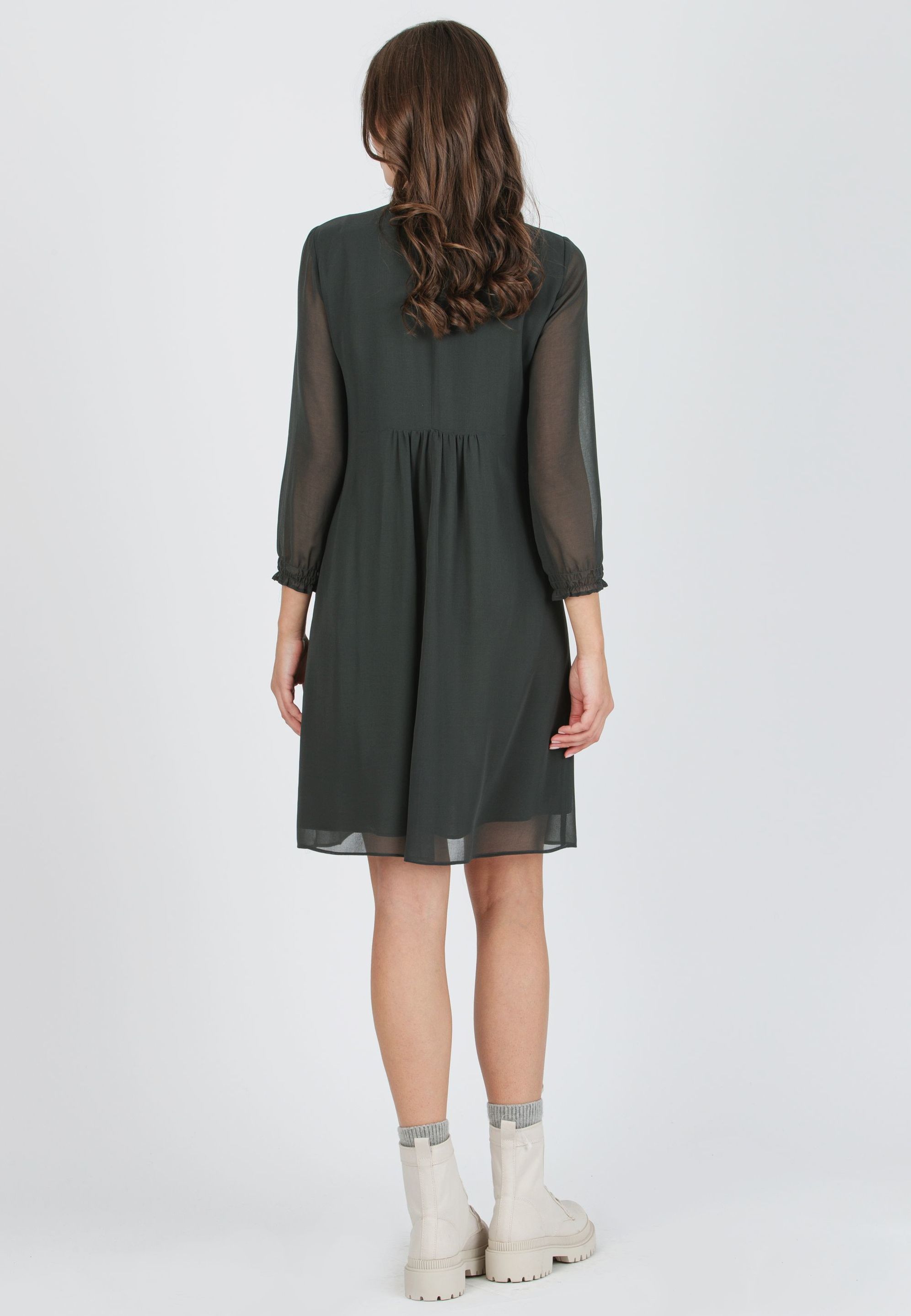 DIANA - Abito Premaman & Allattamento in Chiffon con Volant (Verde Militare, XS)