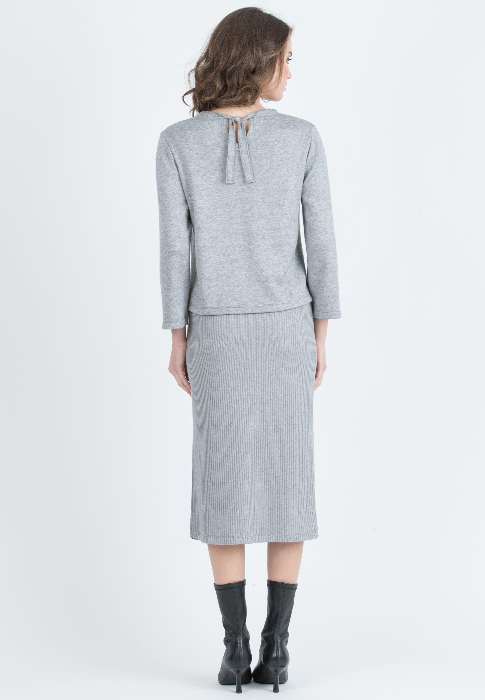 BAILEY - Maternity Sweater with Back Bow (Grigio Chiaro)