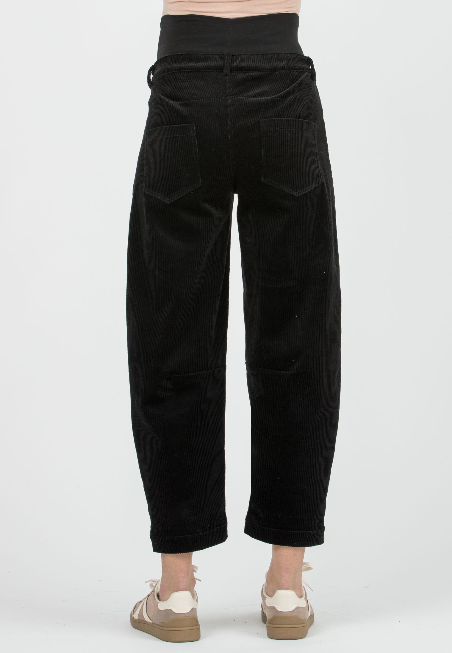 BRODY V - Pantalone Premaman in Velluto a Costine Ballon Fit (Nero)