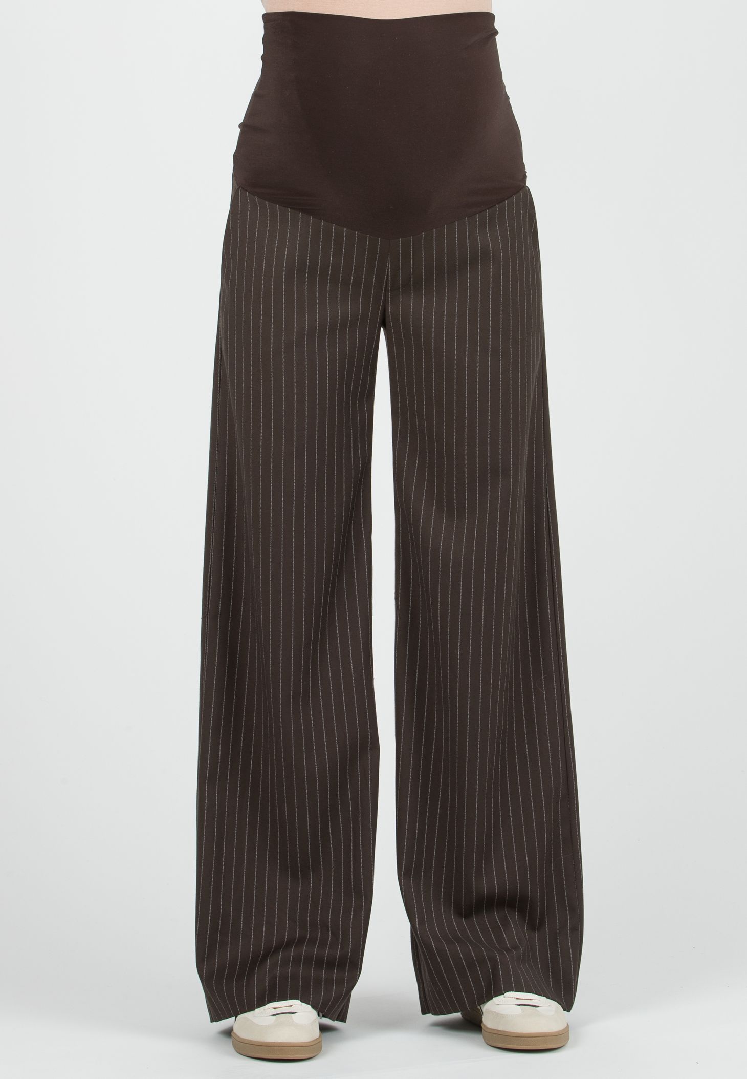 WINONA G - Pantalone Premaman Palazzo Gessato (Marrone, XS)