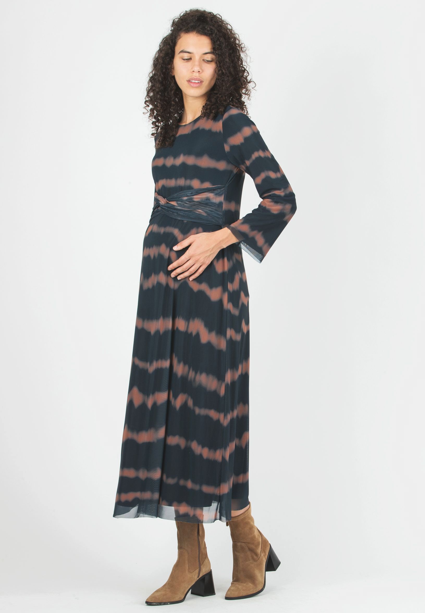 VALERY - Abito Premaman in Tulle Stampato (Blu, XXS)
